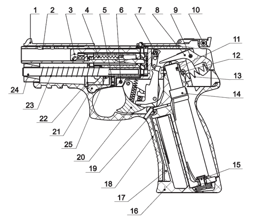 Устройство пистолета МР-655К
