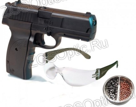 Пистолет пневматический Crosman 1088 BG Kit (пули+очки, калибр 4,5 мм)