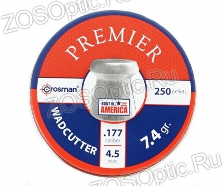 Пули  Crosman Premier Wadcutter 4.5mm (0,48 грамм, 250 шт) 