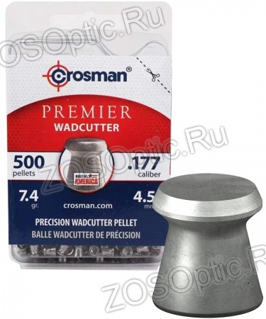 Пули  Crosman Premier Wadcutter 4.5mm (0,48 грамм, 500 шт) 