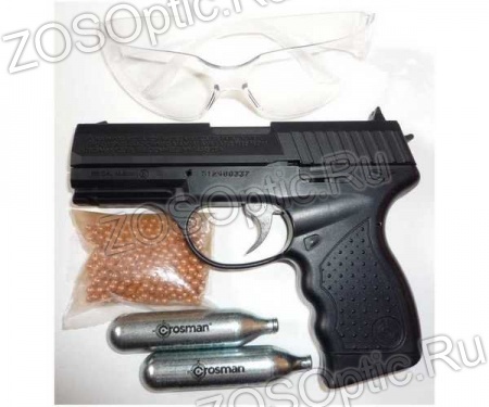 Пистолет пневматический Crosman PRO77 Kit (пули+очки+2 баллончика, калибр 4,5 мм)