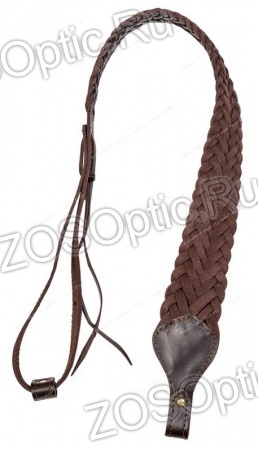 Ремень карабинный плетеный / кожа / черный
