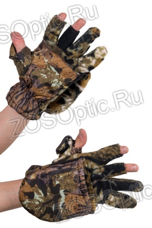 Перчатки Охотника - рыбака (пара) / флис / темный лес