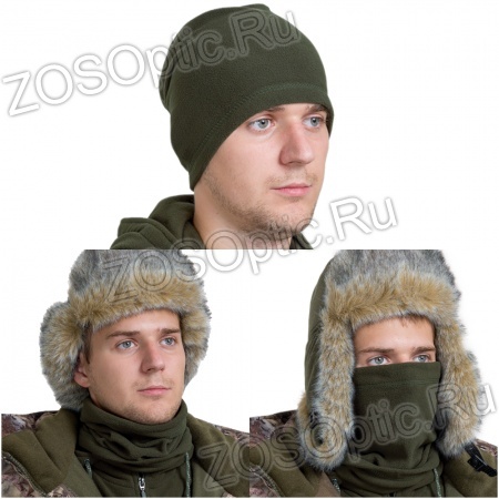 Шарф 3 в 1 / флис / олива