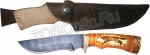 Нож Галеон (дамасская сталь, береза и кость, литье, гравировка)