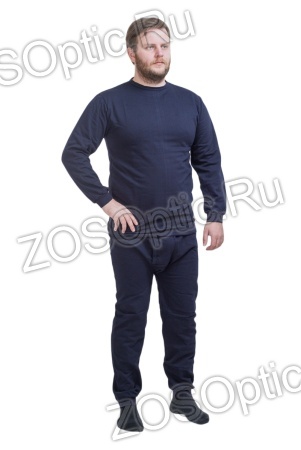 Комплект белья с начесом / х/б / темно-синий (р 60-62)