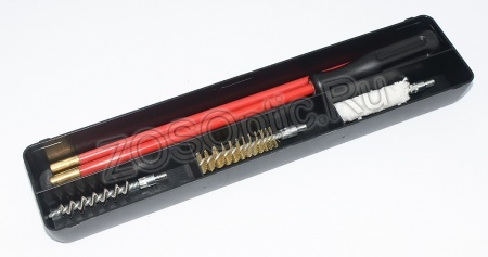 Набор для чистки оружия 410 калибра (пластиковая коробка, металлический шомпол, 3 ерша)