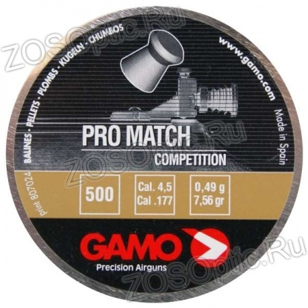 Пули Gamo Pro-Match competition 4,5 мм (0,511 грамм, банка 500 штук)