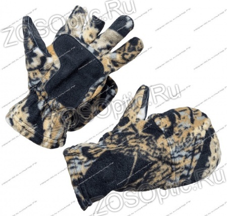 Перчатки Охотника - рыбака (уп. 5 пар) / флис / темный лес